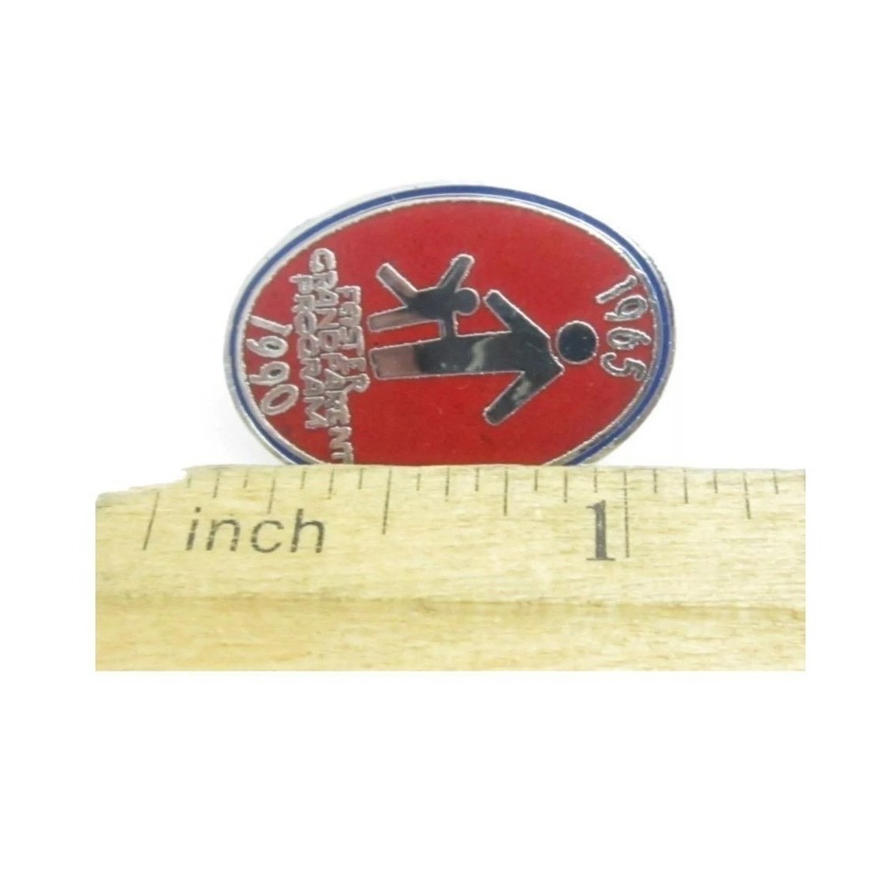 Silver Tone 1965 to 1990 Foster Grandparent Program Red Enamel Tie Tack - Picture 3 of 3